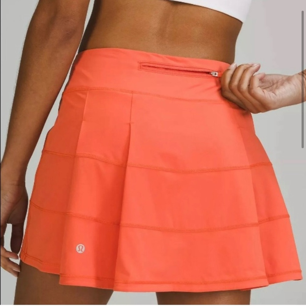 Lululemon Pace Rival Skirt Orange Built In Shorts Size 16